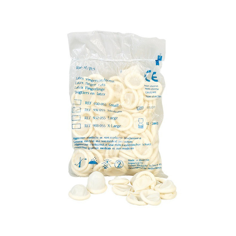 Show Tech Vingerlingen – Weiße Latex-Fingerlinge (M / L) – 100 Stück