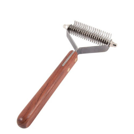 Ideal Dog Coat Prince – Large 20-Tooth Rake for Big Dogs – Ergonomic Wooden Handle