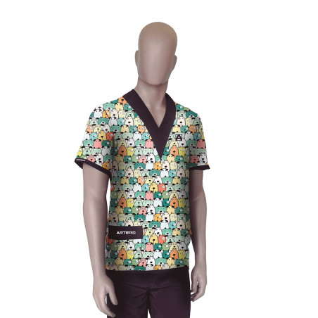 Artero Cartoons grooming workshirt smock with dog pattern