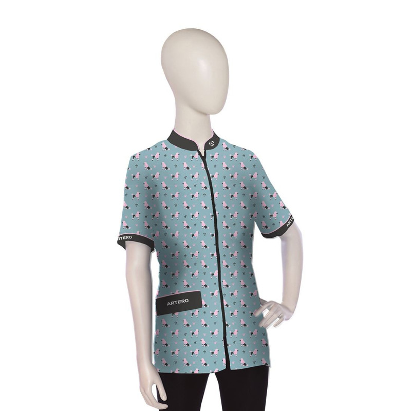 Artero Poodle grooming workshirt smock with zip closure