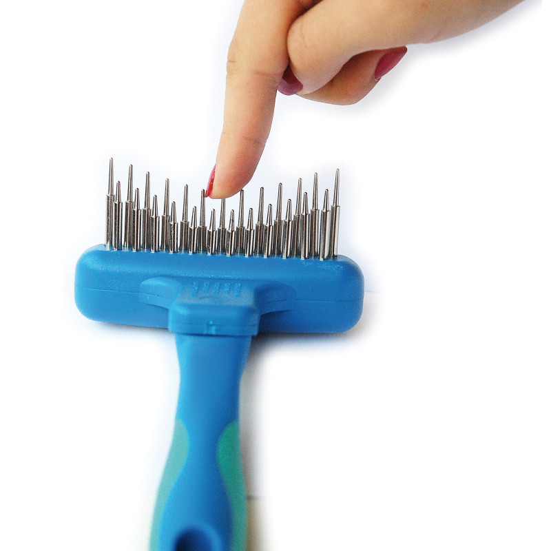 Brosse démêloir VIVOG – 25 dents à pointes rotatives pour chiens & chats