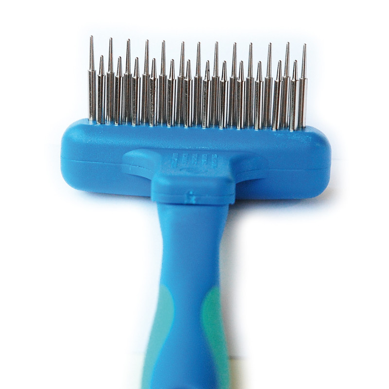 Brosse démêloir VIVOG – 25 dents à pointes rotatives pour chiens & chats
