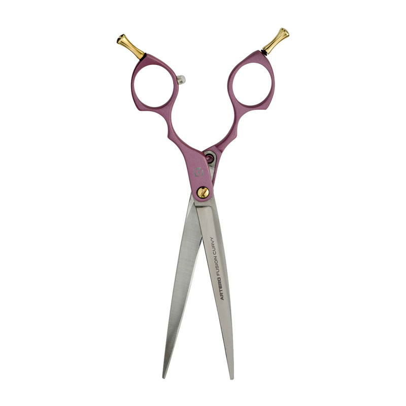 Artero Fusion Curvy Pink – Профессиональные ножницы с сильным изгибом и розовой рукоятью для груминга собак