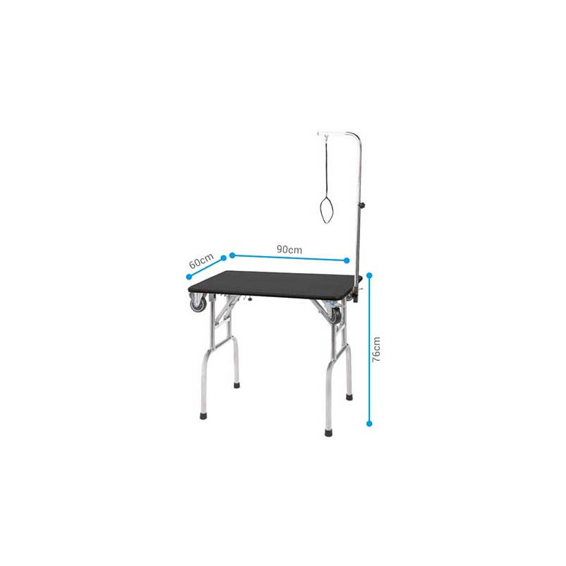 Artero Mesa Plegable – klappbarer Trimmtisch mit Rollen und Arm, Höhe 76 cm