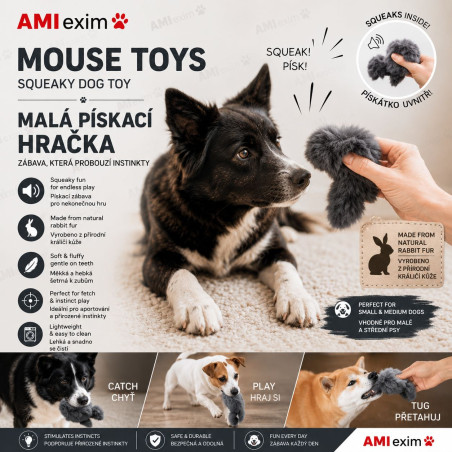 SHOW TECH SQUEAKY FUR MOUSE TOYS