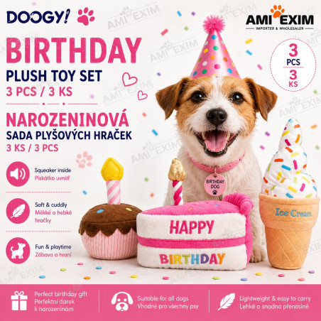 SET DE JOUETS EN PELUCHE “BIRTHDAY” – 3 PIÈCES