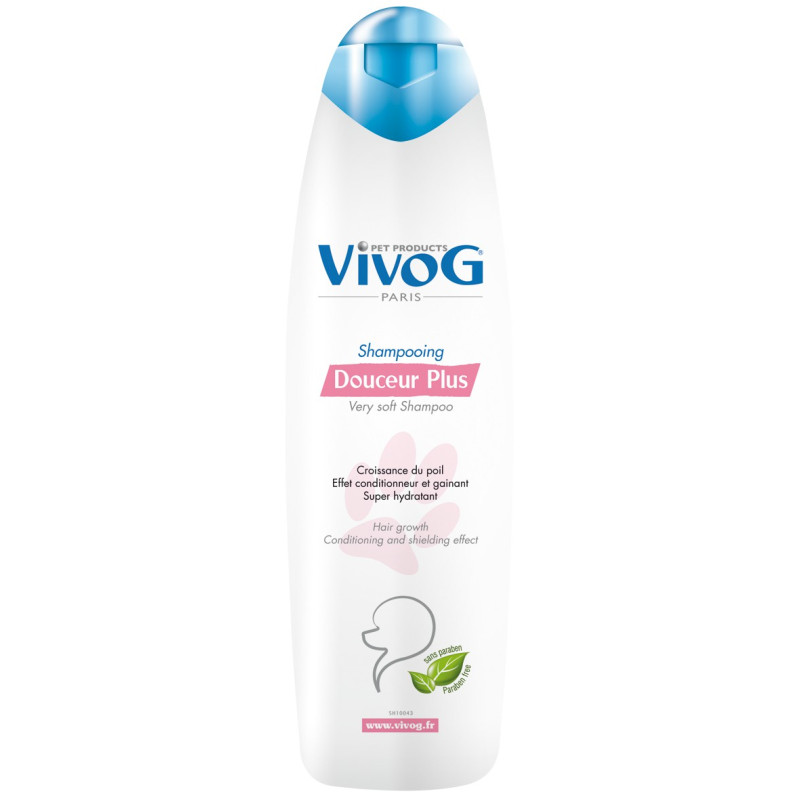 Vivog Shampooing professionnel pour chien – Douceur Plus – Croissance du poil & hydratation intense